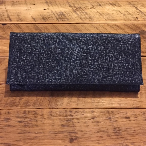 Juicy Couture Navy Blue Caviar Leather Clutch