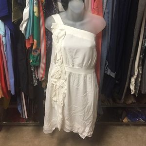 BCBG Off-White One-Shoulder Dress