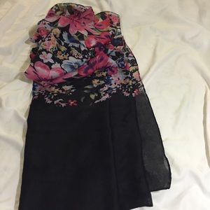 Black and pink floral scarf