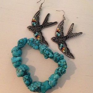 Bird earrings and matching bracelet