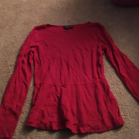 Red peplum long sleeve sweater