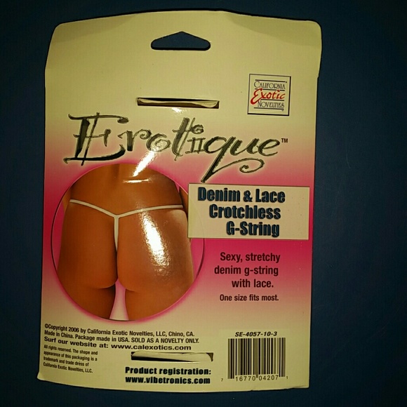 Erotique Denim & Lace Crotchless G-string - Picture 2 of 2