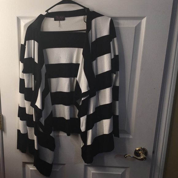 Black/white striped cardigan