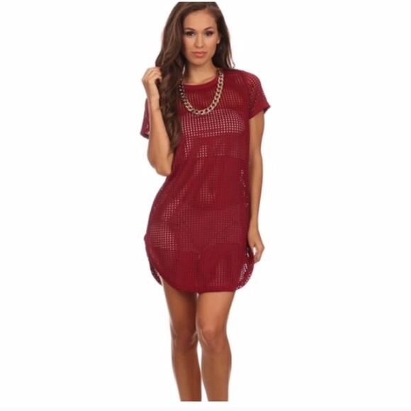 Kylie Jenner Style Burgundy T-shirt Dress S - Picture 2 of 2