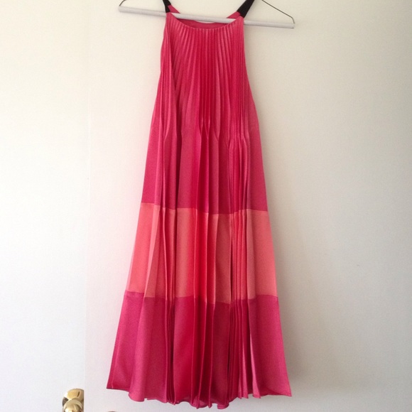 Gorgeous magenta and coral BCBG crepe dress