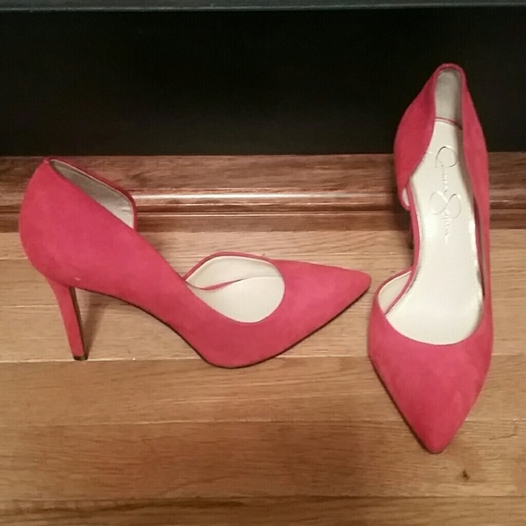 **Red Suede Jessica Simpson Pumps**