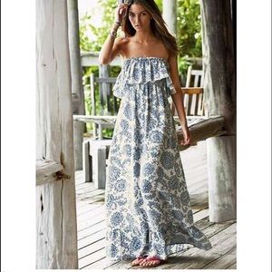 Victoria's Secret XS Blue and White Ruffle Maxi