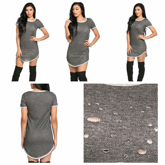Kylie Jenner Style Gray T-shirt Dress - Picture 2 of 2