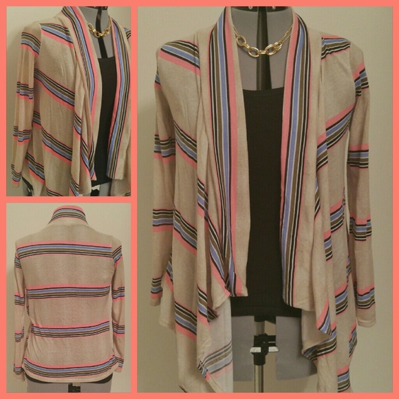 Bongo Drape Front Striped Cardigan