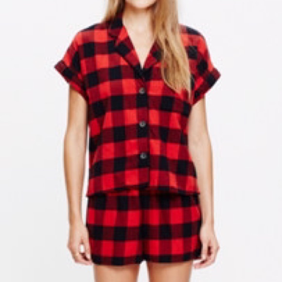 Madewell flannel bedtime set in buffalo check
