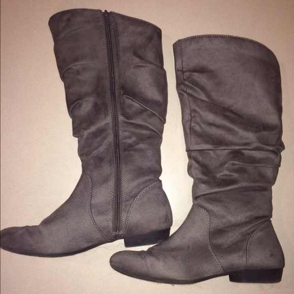 Grey suede dress boots