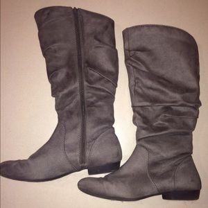 Grey suede dress boots
