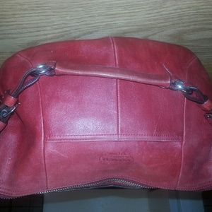 Red leather Coach handbag