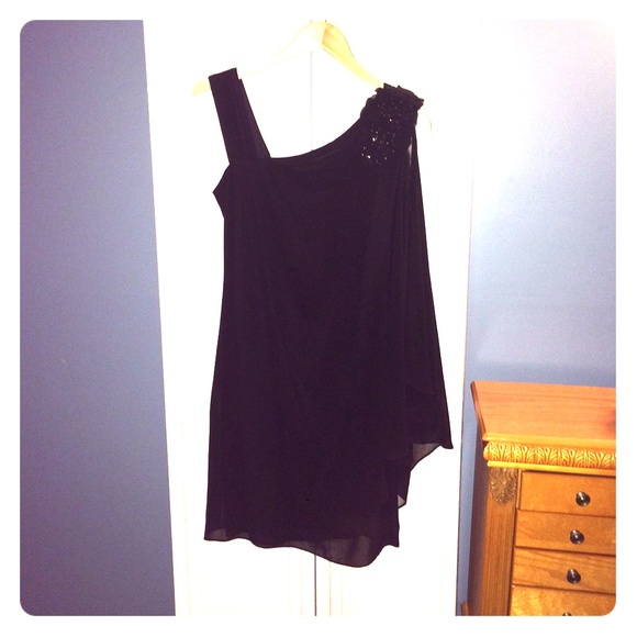 R&M Collection Black chiffon party dress - Picture 1 of 3