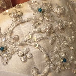 💍💐 FLOWER GIRL Dress White Teal Sz3 DavidsBridal