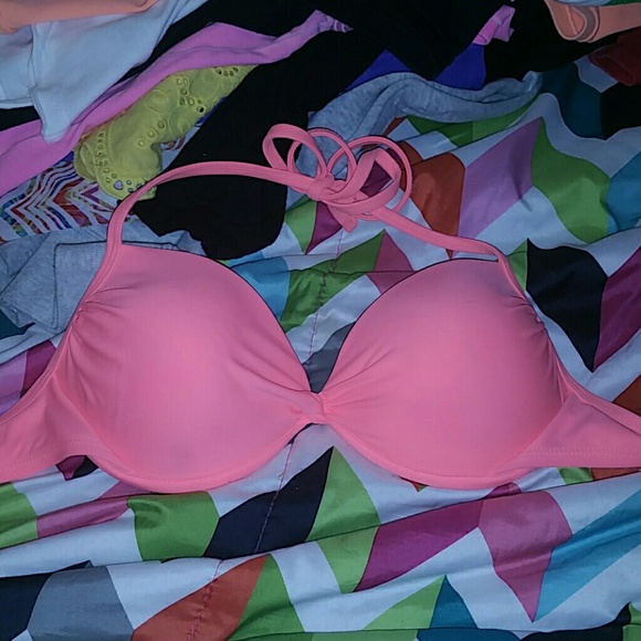 Peach/pink twist bikini top