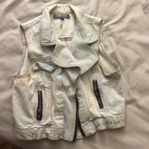 Light wash denim vest