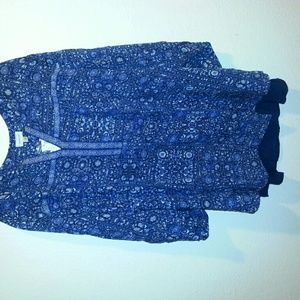 Plus size Navy print boho tunic blouse