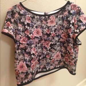 Floral crop top, open back