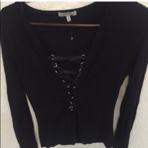 Black lace up top