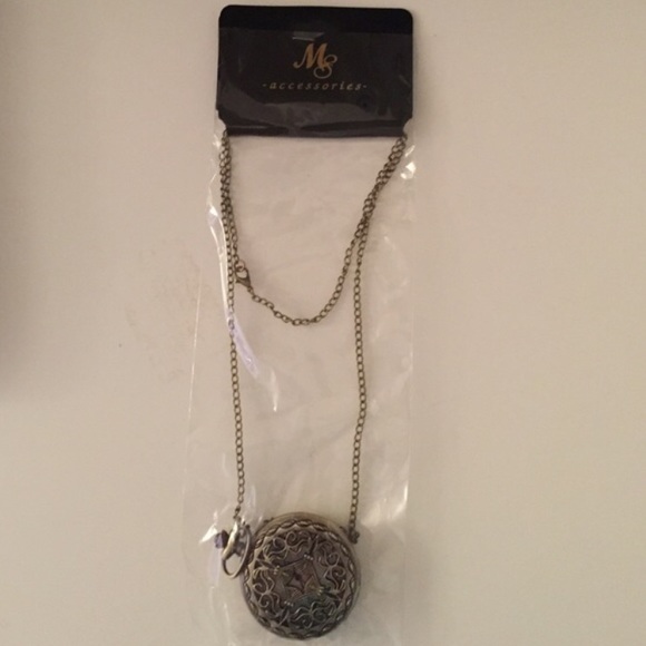 Burnish Gold Clock Pendant Necklace - Picture 3 of 5