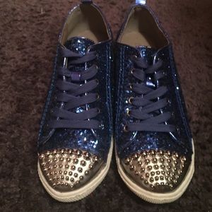Never worn glittery blue sneakers with studs!