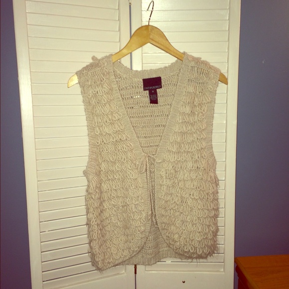 Cynthia Rowley natural looped yarn vest - Picture 1 of 2