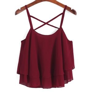 Burgundy Criss Cross tank