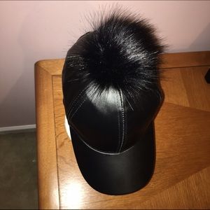 Fur Pom Pom Fashion Leather Hat