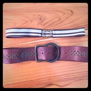 Lot of 2 belts: leather and elastic