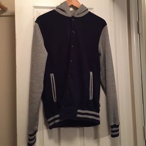 Men's hooded baseball jacket