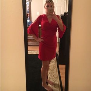 Red cold shoulder dress