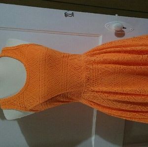 Orange Express Lace Skater Dress