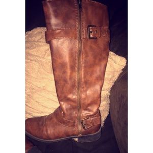 Brown leather boots