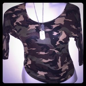 Camo 3/4 sleeve top