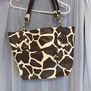 Cow print brown school book purse