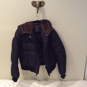 Black winter down puff coat