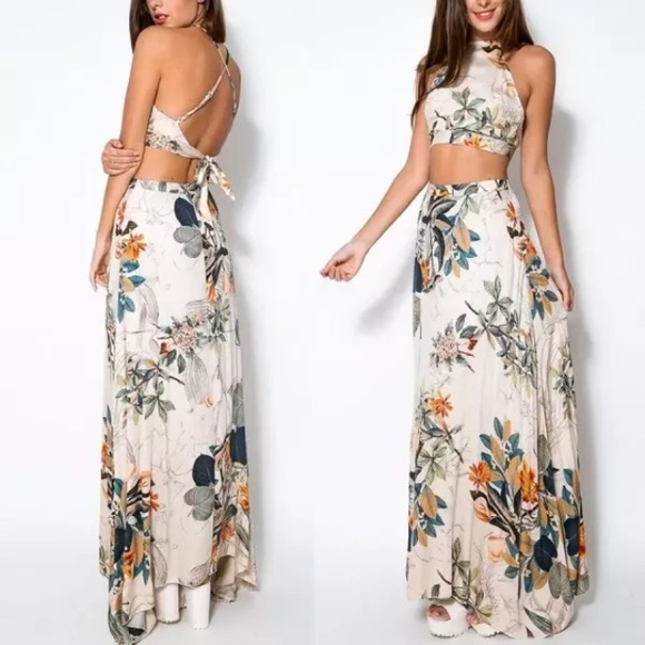 🎉2X HOST PIC🎉FLORAL CROP TOP MAXI SKIRT BOHO SET - Picture 5 of 16