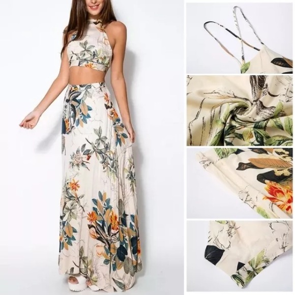 🎉2X HOST PIC🎉FLORAL CROP TOP MAXI SKIRT BOHO SET - Picture 7 of 16