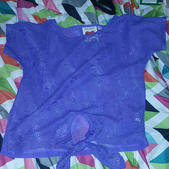 Derek Heart purple lace front tee