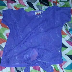 Derek Heart purple lace front tee