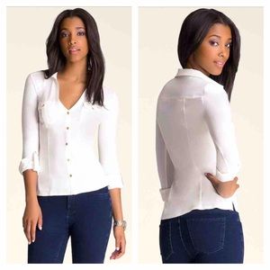 Bebe 3/4 sleeve pocket jersey shirt