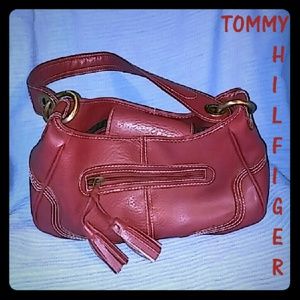 Red fringe zipper Tommy Hilfiger handbag