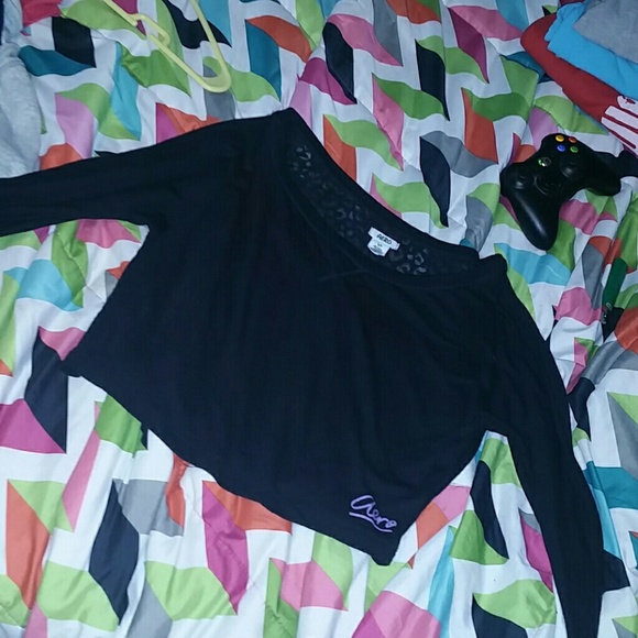 Aeropostale crop top with 3/4 sleeve cheetah back