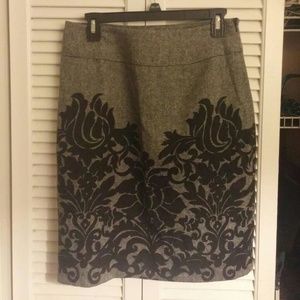 Wool paisley print pencil skirt