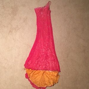 Prom! Hot pink one shoulder gown