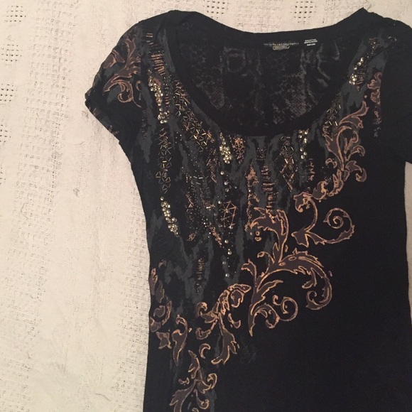 Miss Me Black Beaded Tee - Picture 1 of 3