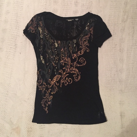 Miss Me Black Beaded Tee - Picture 2 of 3