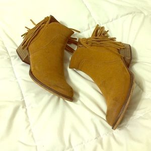Fringe ankle booties