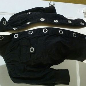 Black Crop Jacket with Large Silver Buttons